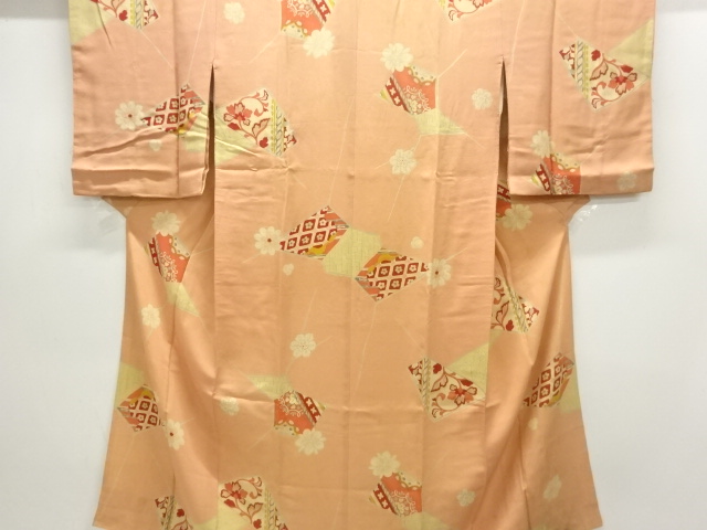 JAPANESE KIMONO / ANTIQUE JUBAN / SILK / KINSHA / FLOWERS